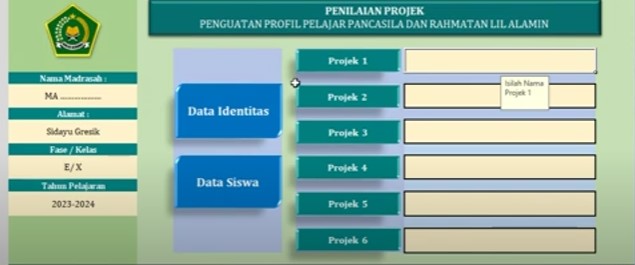 Aplikasi Nilai dan Rapot P5 - PPRA Jenjang RA, MI, MTs dan MA Versi Excel