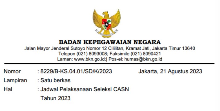 Jadwal Pelaksanaan Seleksi CASN Tahun 2023