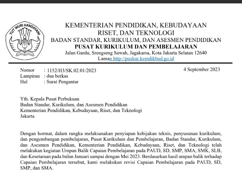 REVISI CP (Capaian Pembelajaran) Kurikulum Merdeka Terbaru 2023 Semua Mapel Jenjang PAUD sampai SMA/MA